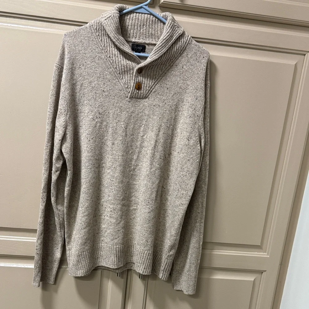 J. Crew Men's Rugged merino wool two-button shawl-collar pullover size L